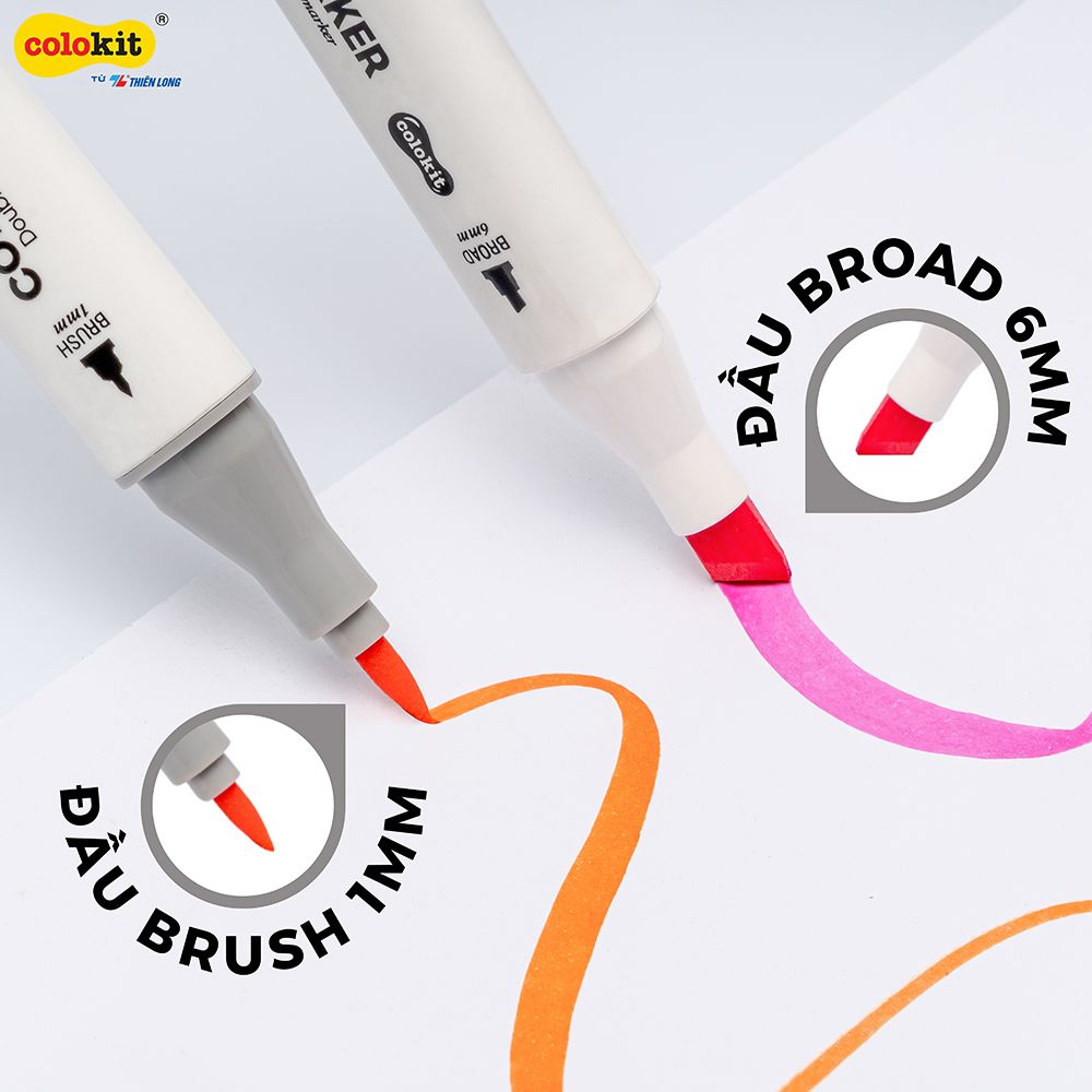 Bút dạ màu - bút marker 12 màu Thiên Long Colokit ART MARKER AM-C002 - Tặng sổ Sketch