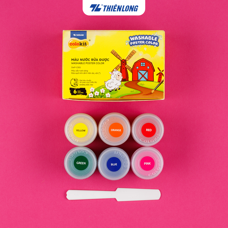 Màu nước rửa được - Washable Poster Color Thiên Long Colokit - Rửa sạch bằng nước dễ dàng