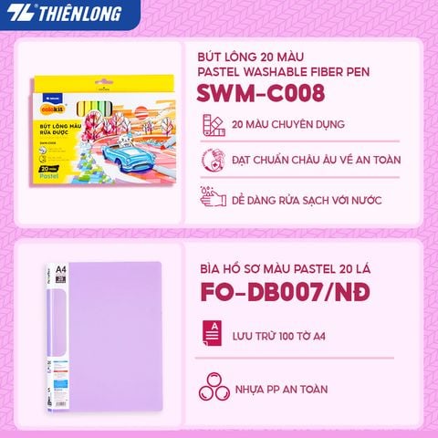 Combo Tím pastel 08 món - Bộ dụng cụ học tập gồm Máy tính cầm tay Hot trend, sổ, bút trang trí, gôm, thước, bìa tài liệu