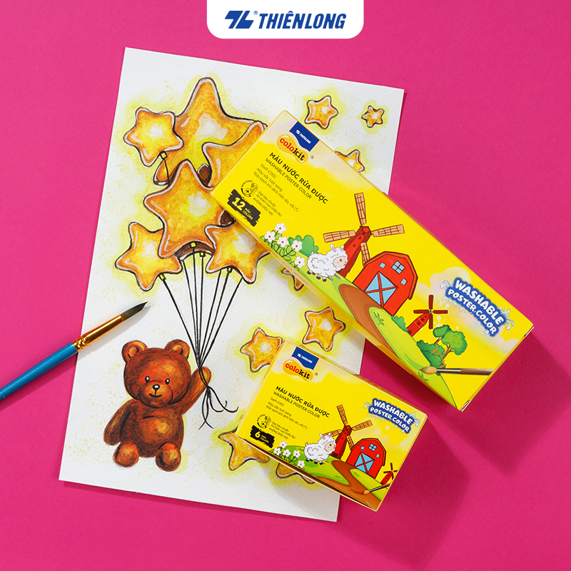 Màu nước rửa được - Washable Poster Color Thiên Long Colokit - Rửa sạch bằng nước dễ dàng