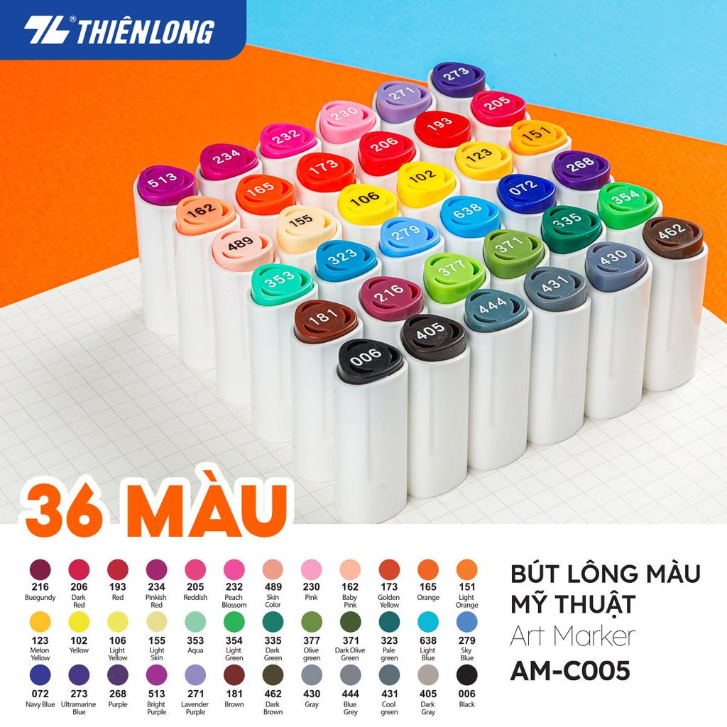 Bút dạ màu - bút marker 12 màu Thiên Long Colokit ART MARKER AM-C002 - Tặng sổ Sketch