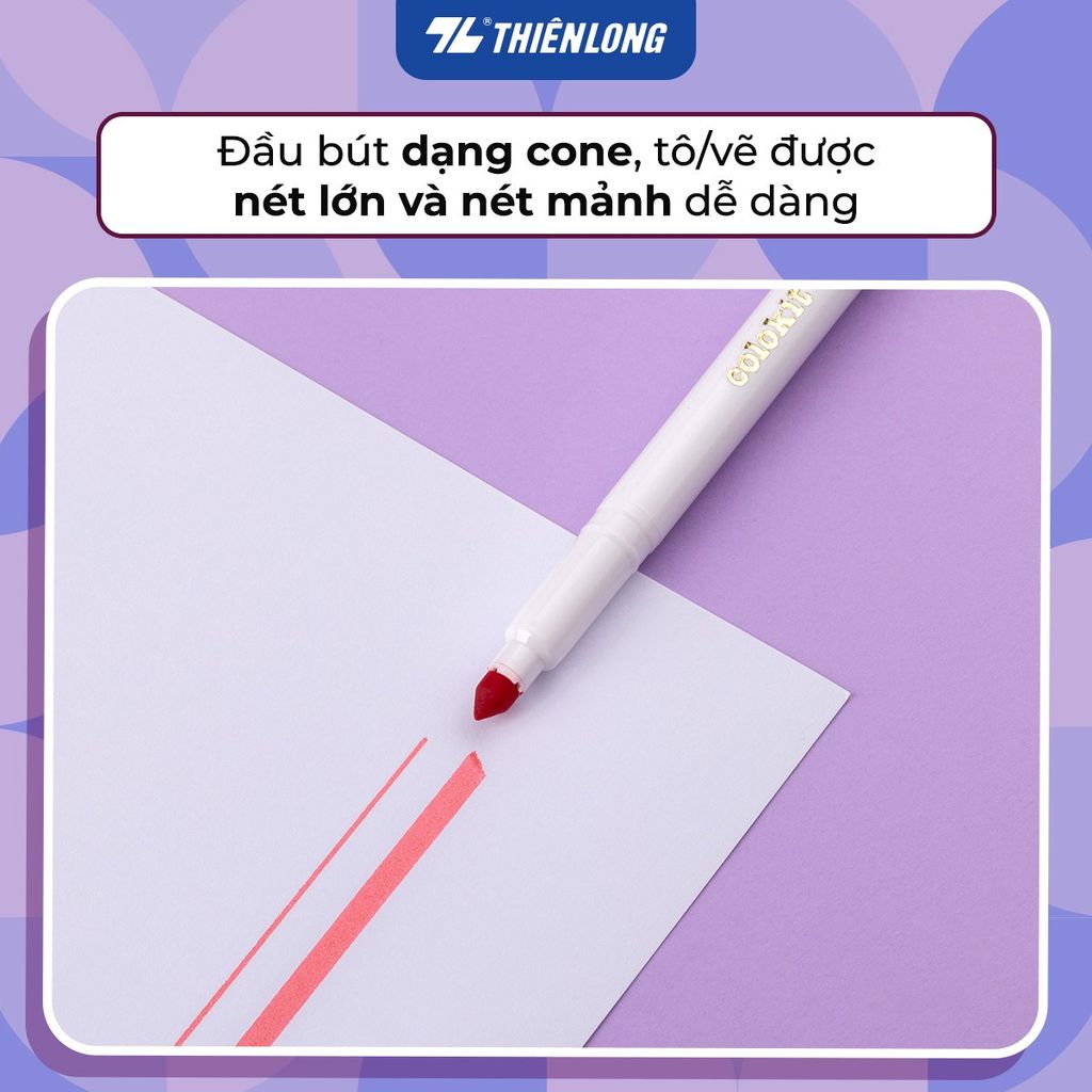 Bút lông 20 màu Pastel Fiber Pen Thiên Long Colokit SWM-C008 - Bút lông màu rửa được