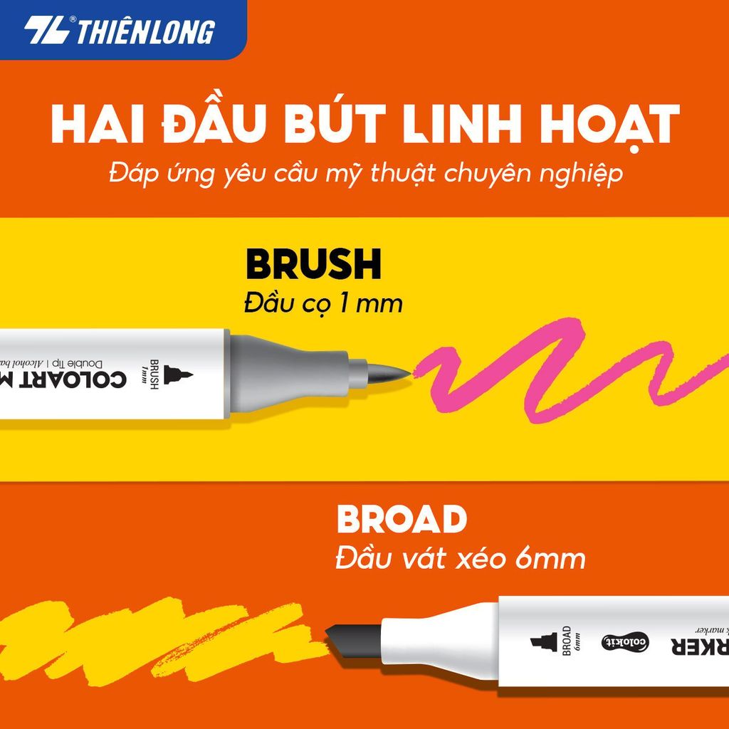 Bút dạ màu - bút marker 12 màu Thiên Long Colokit ART MARKER AM-C002 - Tặng sổ Sketch