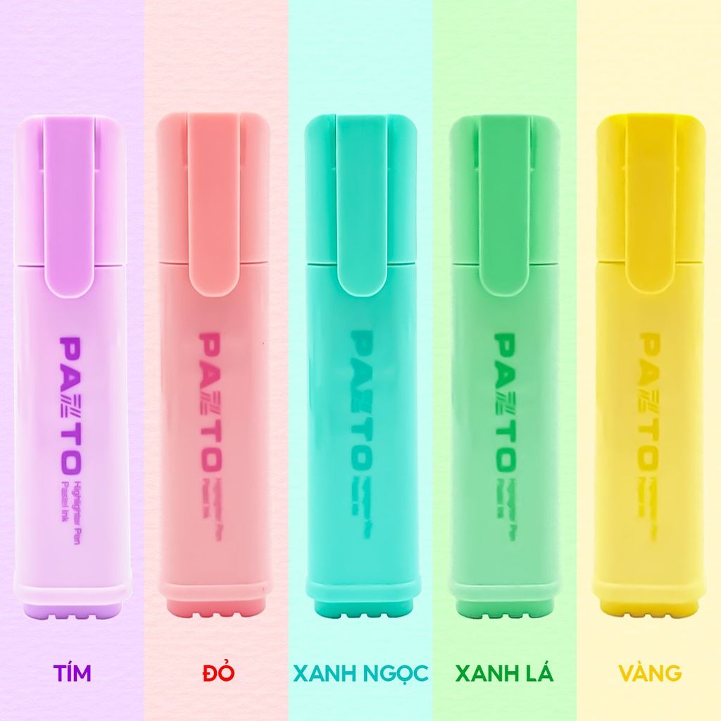 Bút dạ quang màu Pastel Thiên Long Flexoffice Pazto FO-HL009/VN - Bút dạ quang rửa được - Photocopy không làm mất nét chữ bên dưới