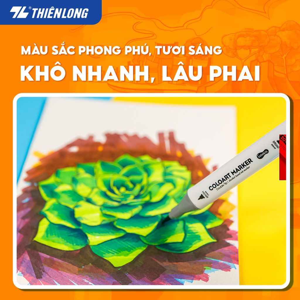 Bút dạ màu - bút marker 12 màu Thiên Long Colokit ART MARKER AM-C002 - Tặng sổ Sketch