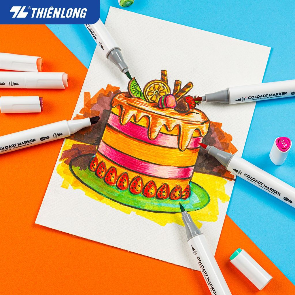 Bút dạ màu - bút marker 12 màu Thiên Long Colokit ART MARKER AM-C002 - Tặng sổ Sketch