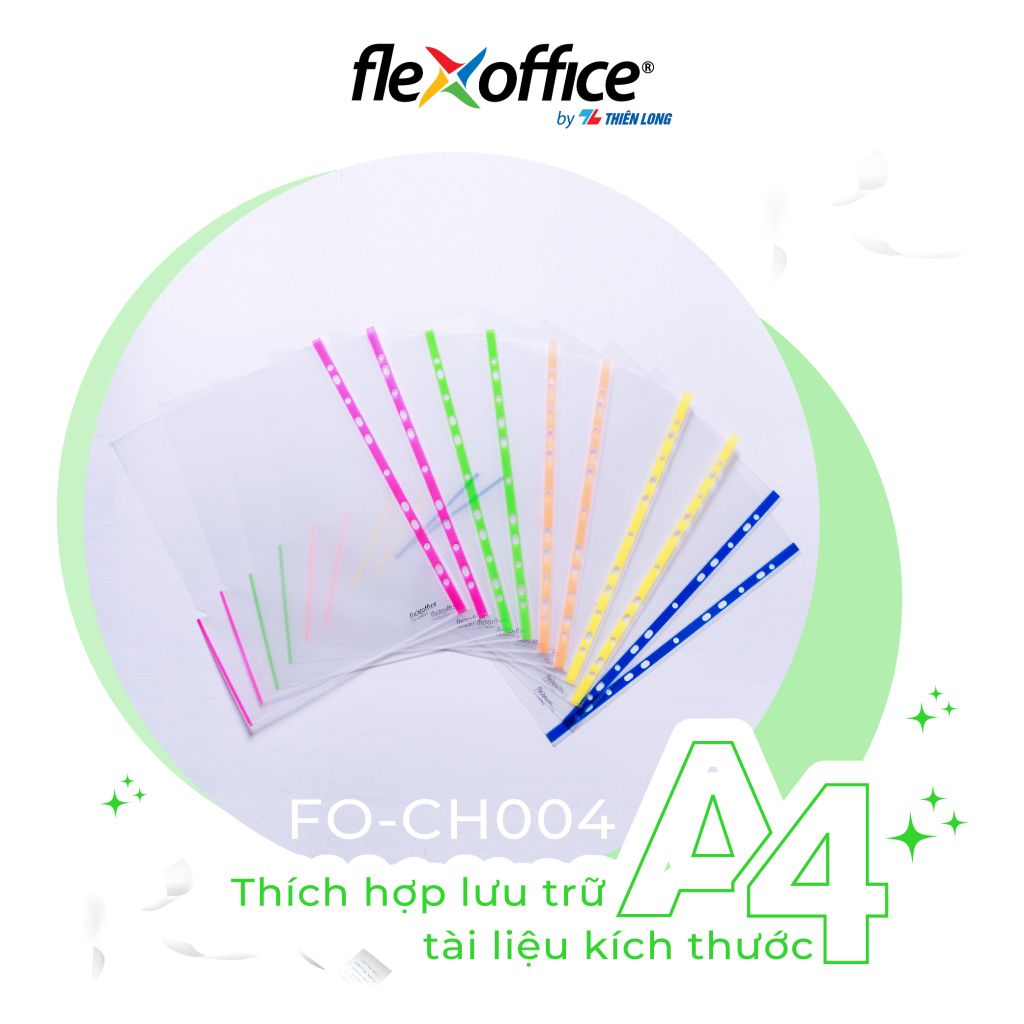 Bìa lỗ - bìa lá đa năng A4 Thiên Long Flexoffice nhiều màu sử dụng với bìa còng
