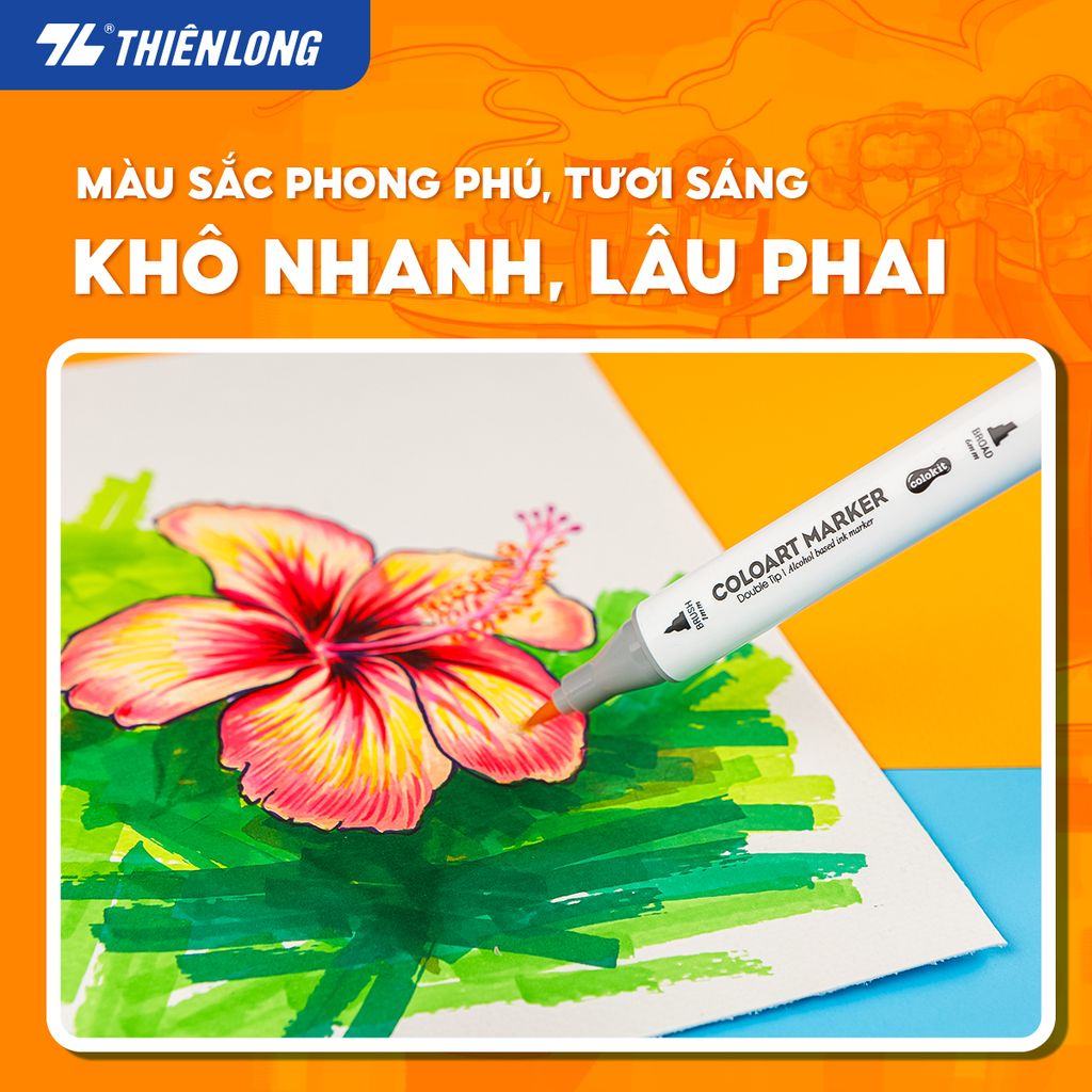 Bút dạ màu - bút marker 12 màu Thiên Long Colokit ART MARKER AM-C002 - Tặng sổ Sketch