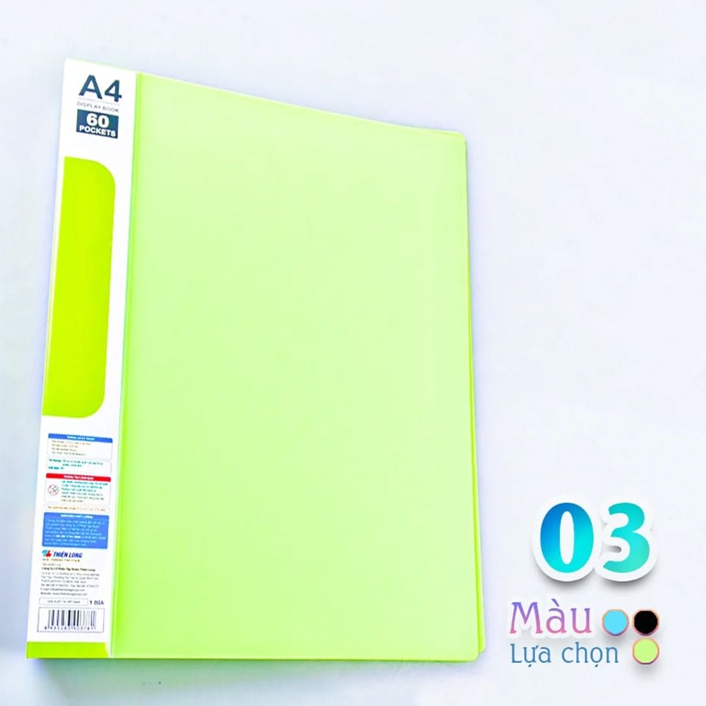 Bìa đựng hồ sơ 60 lá sức chứa 300 tờ A4 80 gsm Thiên Long Flexoffice FO-DB009