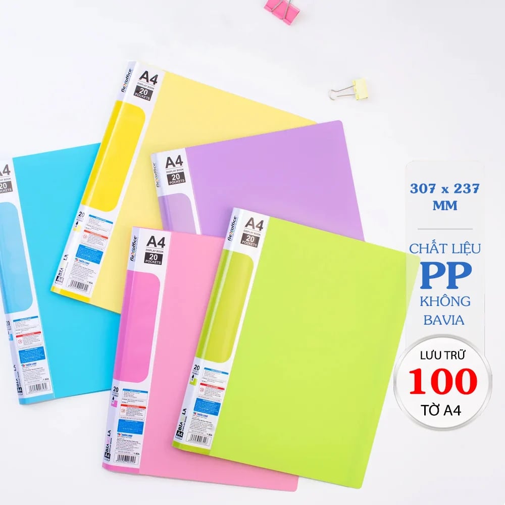 Bìa hồ sơ màu Pastel 20 lá nhựa PP Thiên Long Flexoffice FO-DB007/NĐ