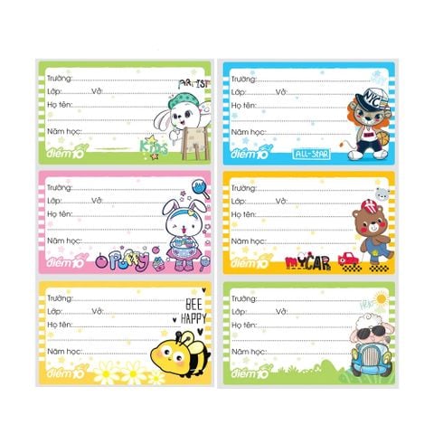 Nhãn vở Điểm 10 TP-NBL01 4 xấp (3 cái/xấp)