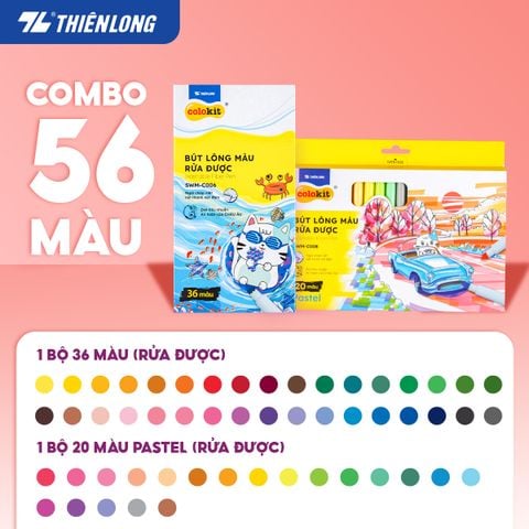 Bút lông màu Fiber Pen Thiên Long Colokit - Có thể rửa được- Combo 40/56/76/96 cây