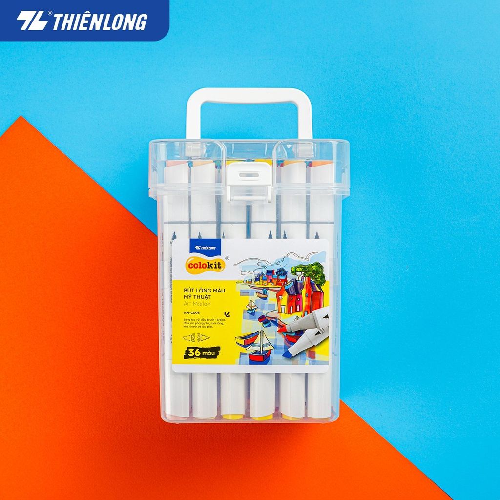 Bút dạ màu - bút marker 12 màu Thiên Long Colokit ART MARKER AM-C002 - Tặng sổ Sketch