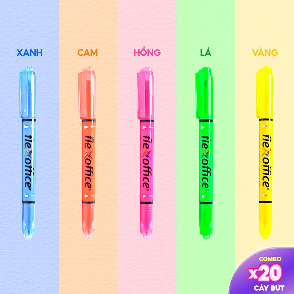 Combo 20 Bút dạ quang FlexOffice FO-HL01