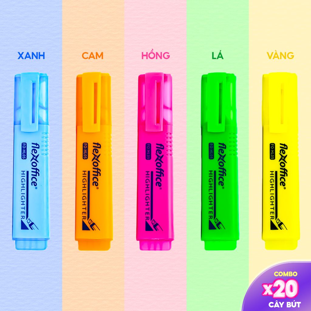 Combo 20 Bút dạ quang FlexOffice FO-HL05