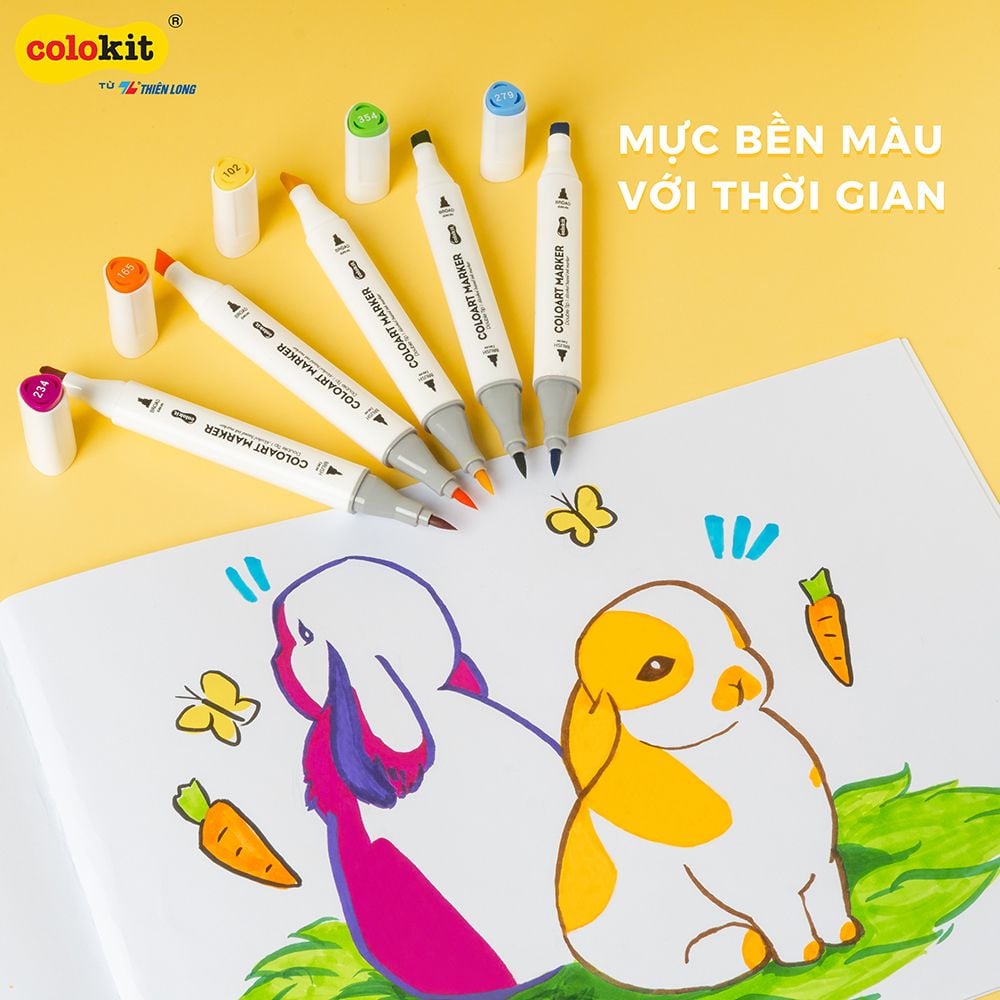 Bút dạ màu - bút marker 12 màu Thiên Long Colokit ART MARKER AM-C002 - Tặng sổ Sketch