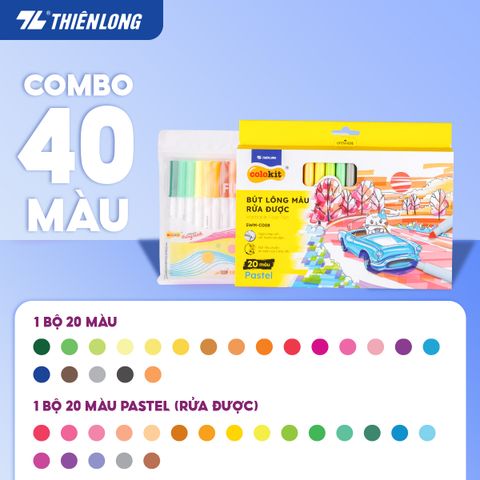 Bút lông màu Fiber Pen Thiên Long Colokit - Có thể rửa được- Combo 40/56/76/96 cây