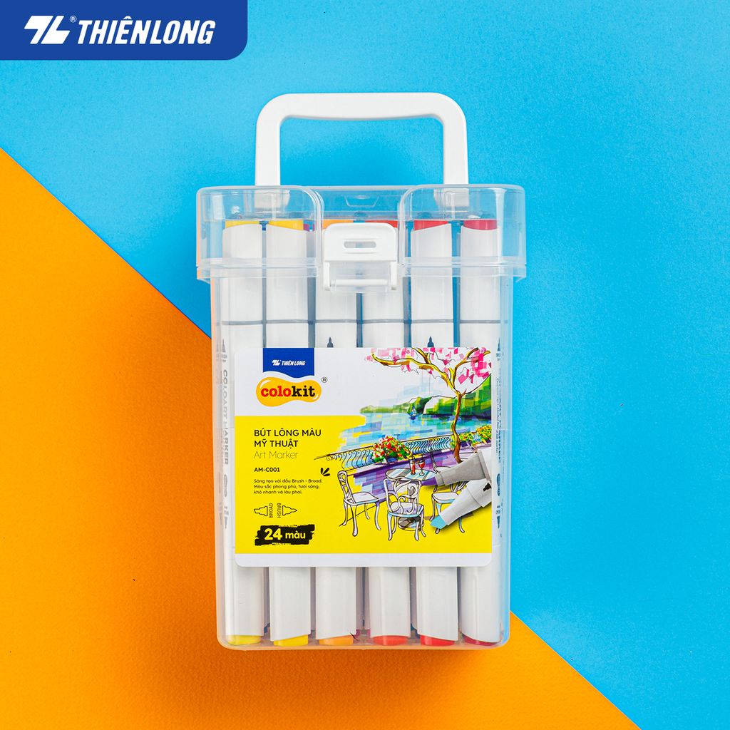Bút dạ màu - bút marker 12 màu Thiên Long Colokit ART MARKER AM-C002 - Tặng sổ Sketch