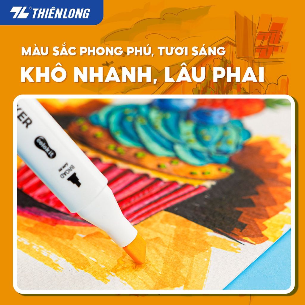 Bút dạ màu - bút marker 12 màu Thiên Long Colokit ART MARKER AM-C002 - Tặng sổ Sketch