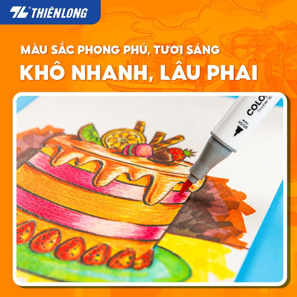 Bút dạ màu - bút marker 12 màu Thiên Long Colokit ART MARKER AM-C002 - Tặng sổ Sketch