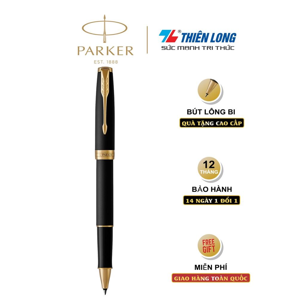 Bút lông bi cao cấp Parker Sonnet X-M Black GT TB-1950878 - Mạ Vàng 18K