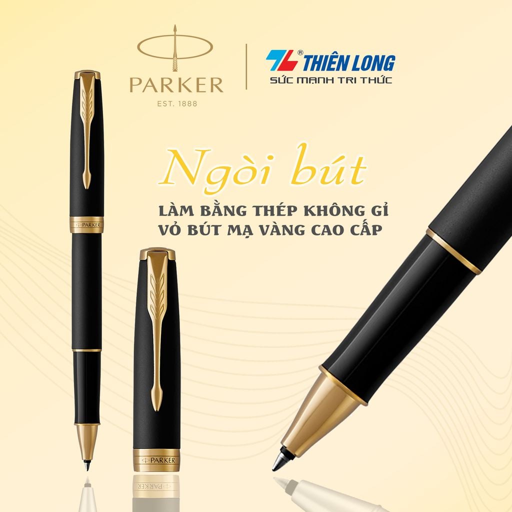 Bút lông bi cao cấp Parker Sonnet X-M Black GT TB-1950878 - Mạ Vàng 18K