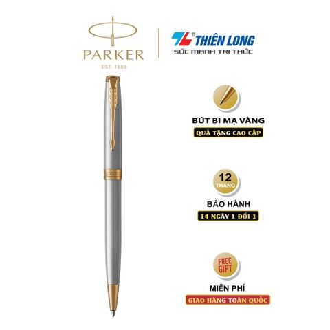 Bút bi cao cấp Parker Sonnet Đ-STAIN Steel GT TB-1950798 Mạ Vàng 18K