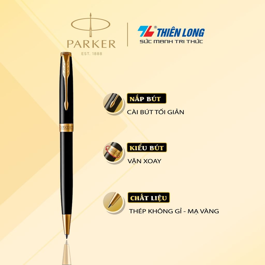 Bút bi cao cấp Parker Sonnet Đ-Black GT TB-1950784  - Mạ vàng 18k