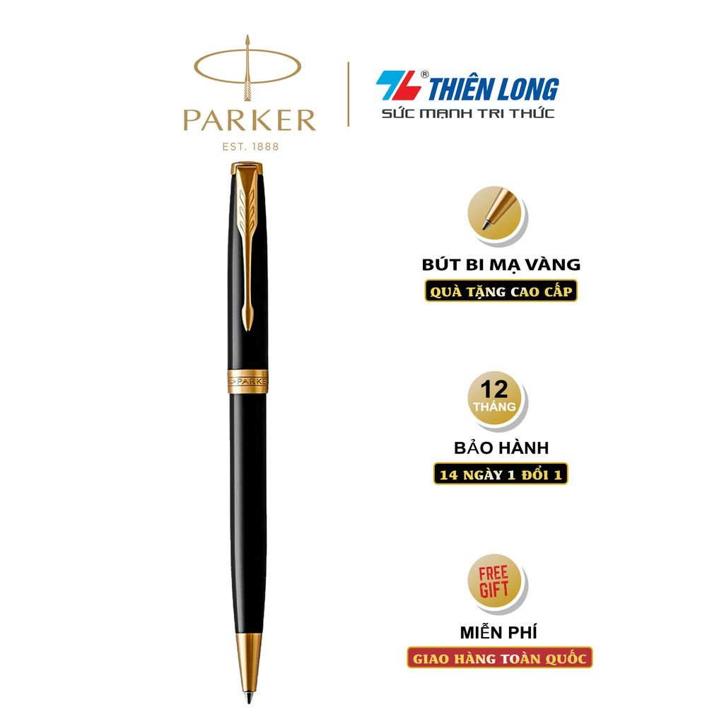 Bút bi cao cấp Parker Sonnet Đ-Black GT TB-1950784  - Mạ vàng 18k