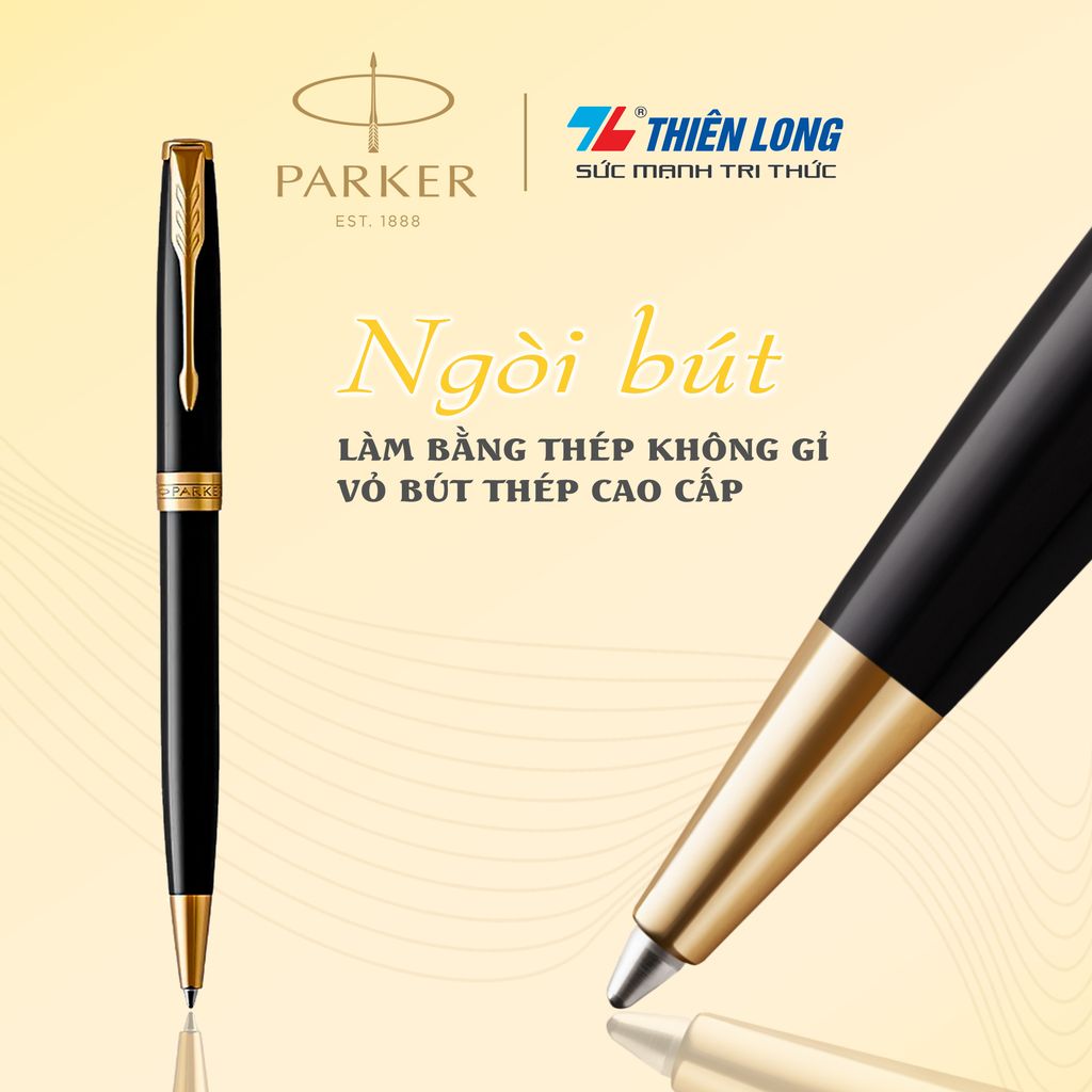 Bút bi cao cấp Parker Sonnet Đ-Black GT TB-1950784  - Mạ vàng 18k