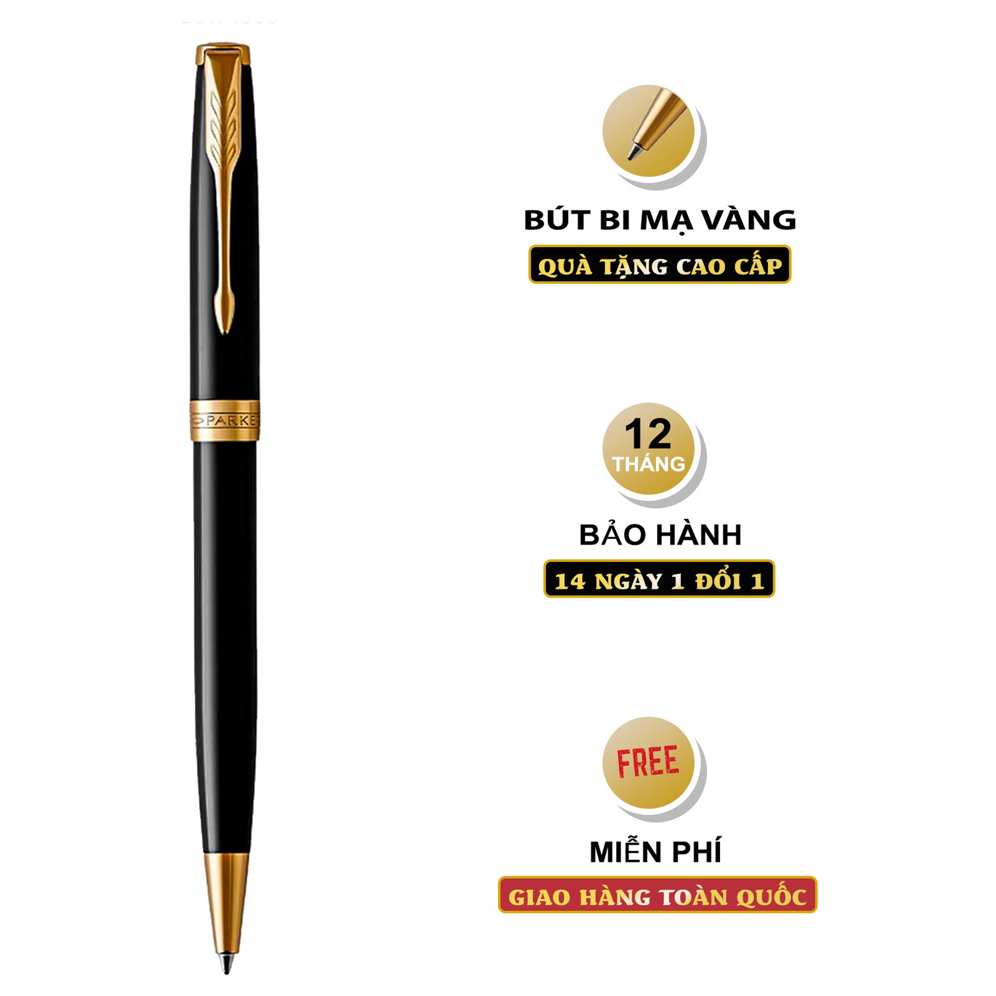 Bút bi cao cấp Parker Sonnet Đ-Black GT TB-1950784  - Mạ vàng 18k