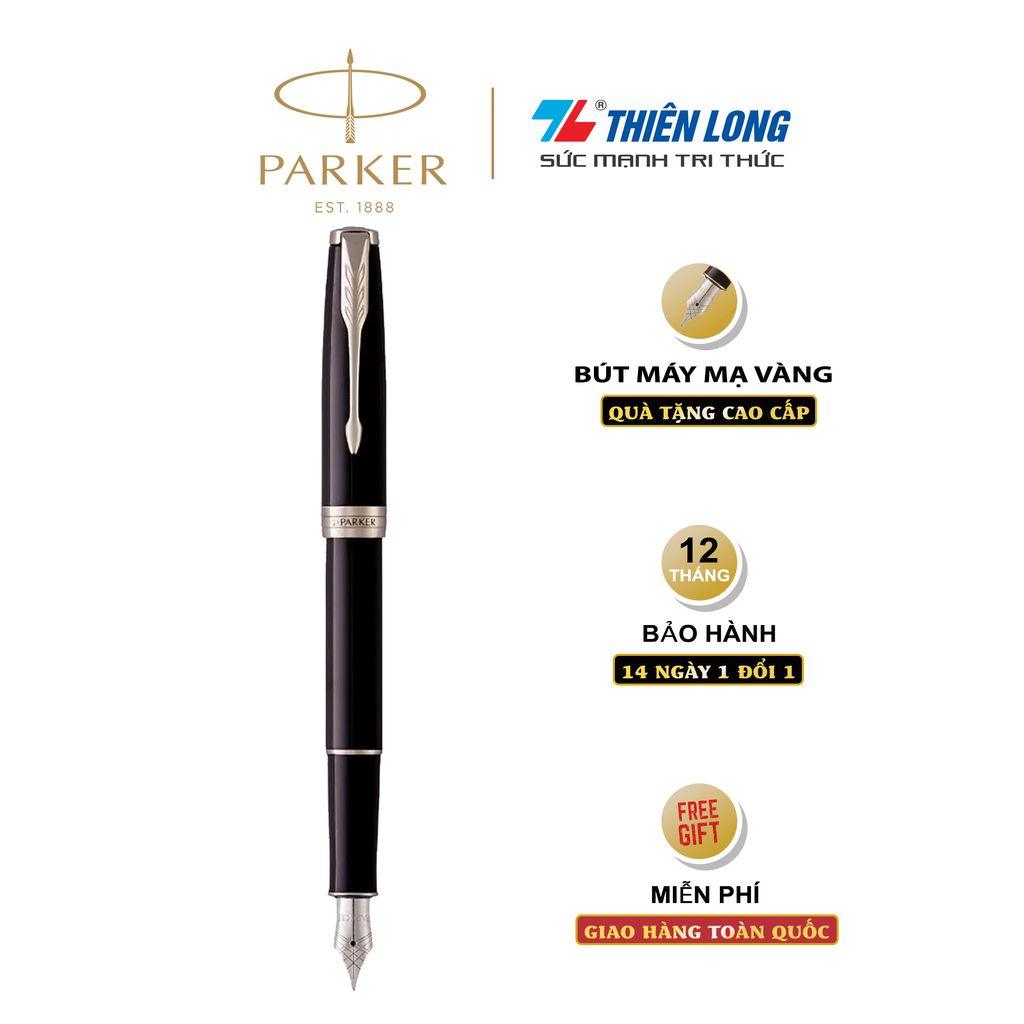 Bút máy cao cấp Parker Sonnet Black CT TB-1950789 - Mạ vàng 18k
