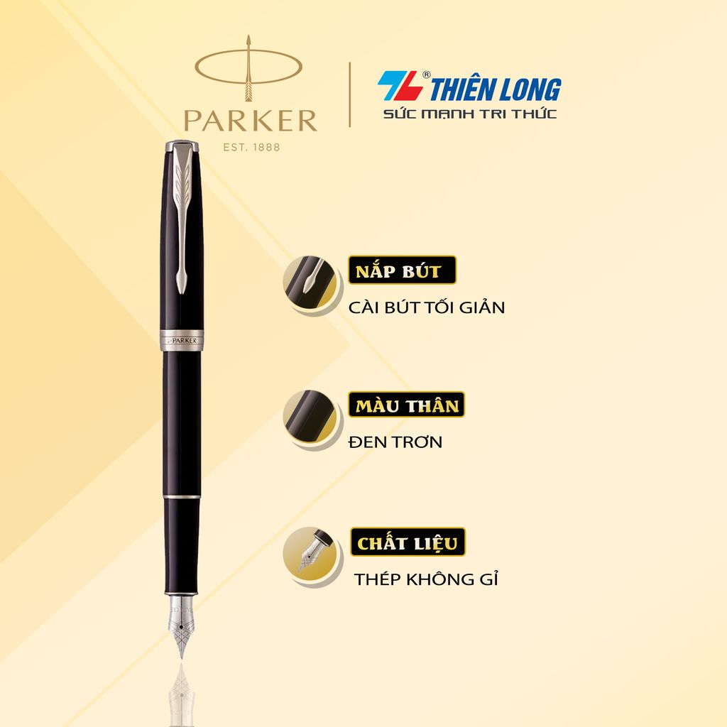 Bút máy cao cấp Parker Sonnet Black CT TB-1950789 - Mạ vàng 18k
