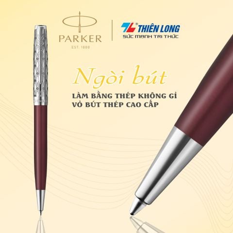 Bút bi cao cấp Parker SON X-Metal Red CT GB-2119783 - Thép không gỉ
