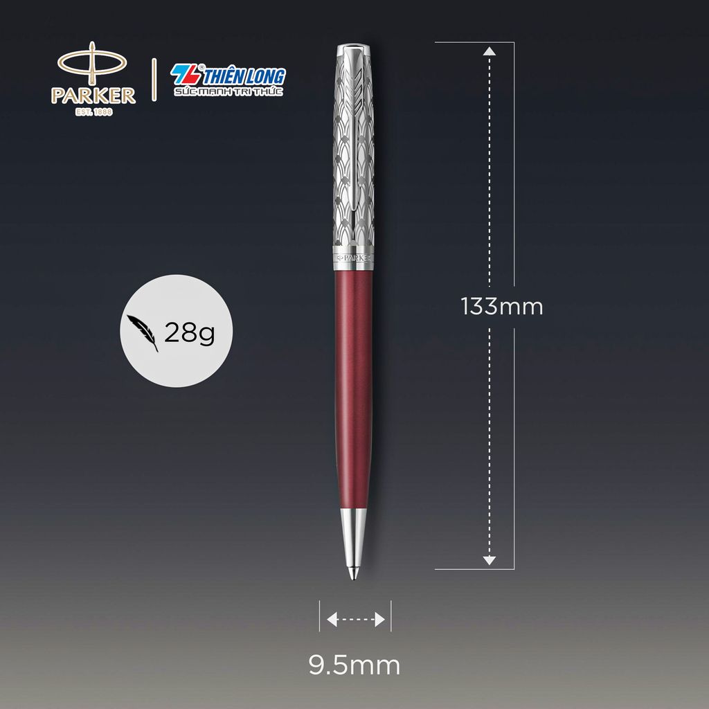 Bút bi cao cấp Parker SON X-Metal Red CT GB-2119783 - Thép không gỉ
