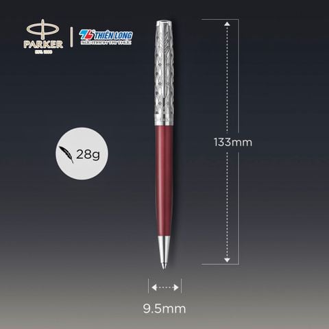 Bút bi cao cấp Parker SON X-Metal Red CT GB-2119783 - Thép không gỉ