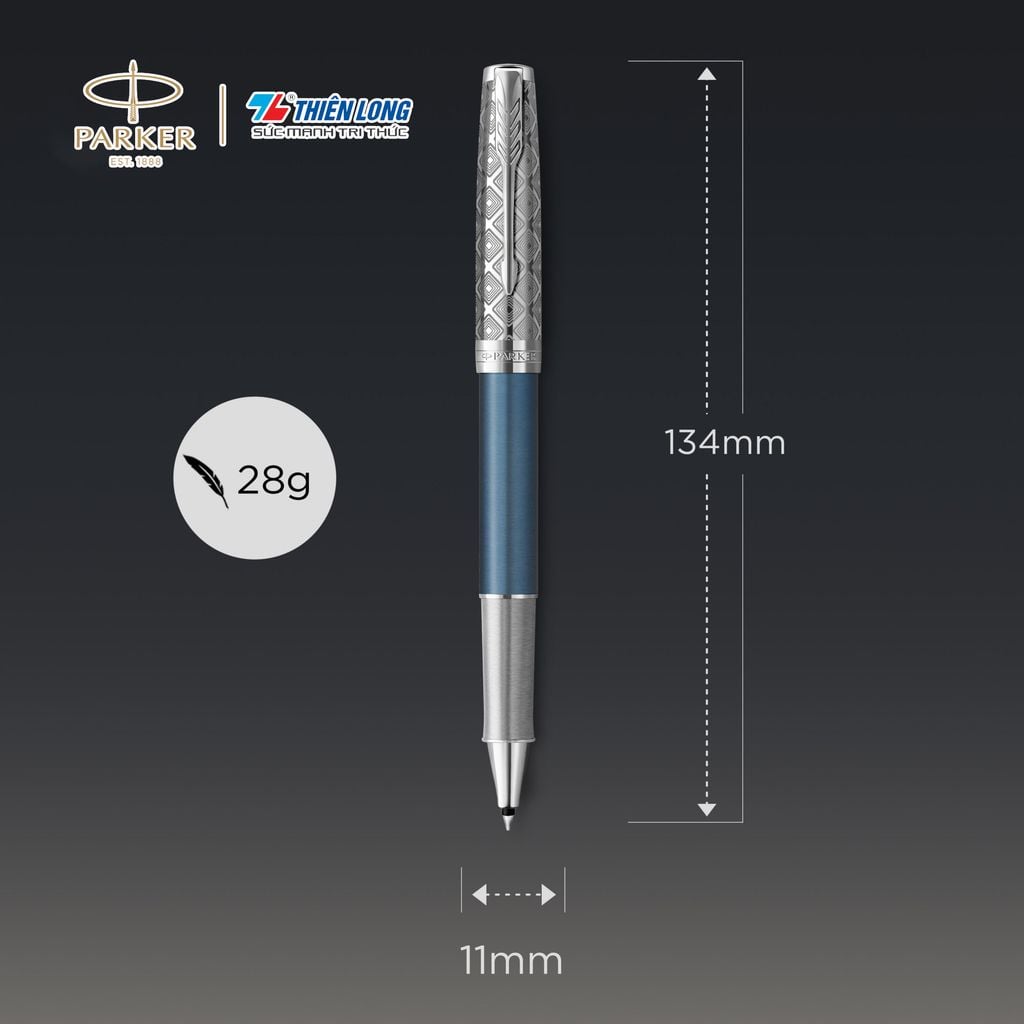 Bút lông bi cao cấp Parker SON X-M Blue CT GB-2119745 - Thép không gỉ