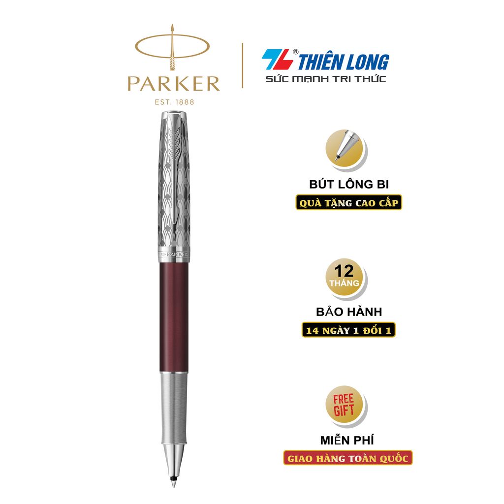 Bút lông bi cao cấp Parker SON X-M Red CT GB-2119782 - Thép không gỉ