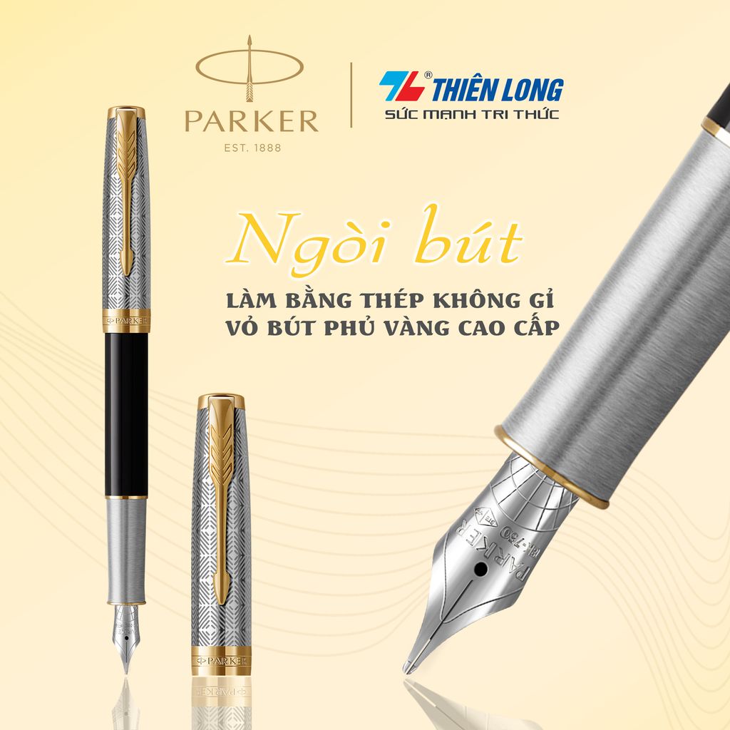 Bút máy cao cấp Parker SON Metal Black GT18k GB-2119784 - Mạ vàng 18K