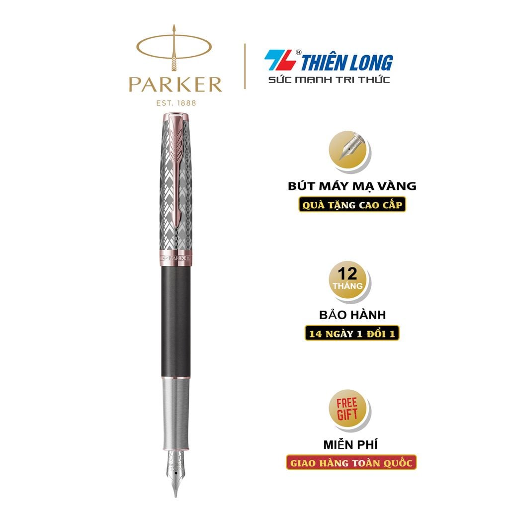 Bút máy cao cấp Parker SON Metal Grey PGT18k GB-2119788 - Mạ vàng 18K