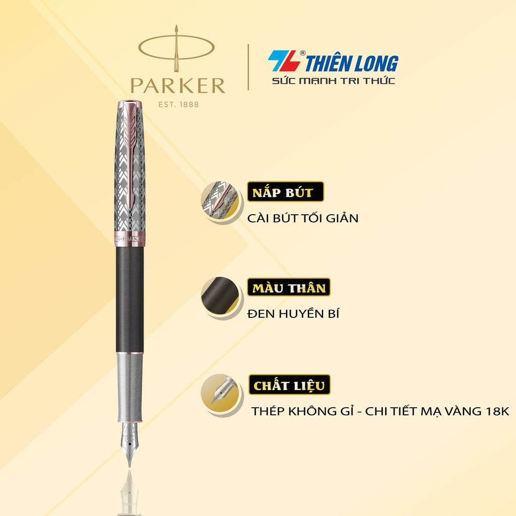 Bút máy cao cấp Parker SON Metal Grey PGT18k GB-2119788 - Mạ vàng 18K