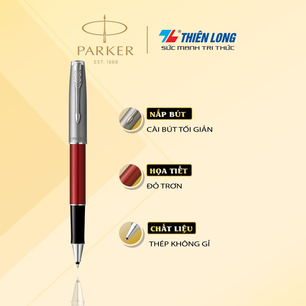 Bút lông bi cao cấp Parker SON X-SB M Red CT TB-2146854 - Thép không gỉ