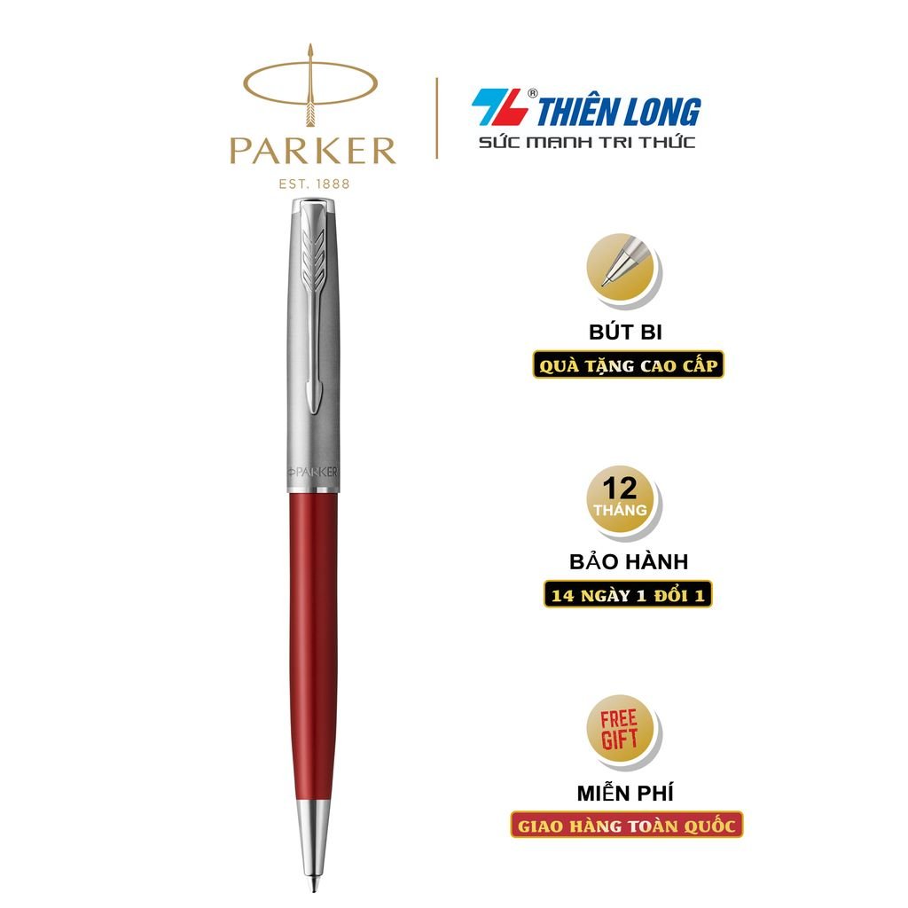 Bút bi cao cấp Parker SON X-SB Metal Red CT TB-2146855 - Thép không gỉ