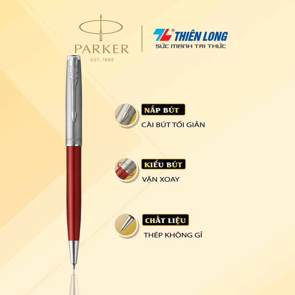 Bút bi cao cấp Parker SON X-SB Metal Red CT TB-2146855 - Thép không gỉ