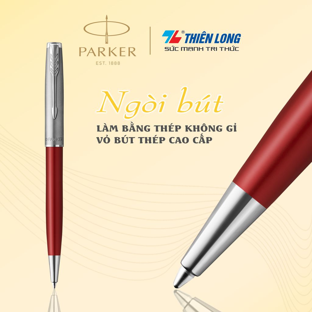 Bút bi cao cấp Parker SON X-SB Metal Red CT TB-2146855 - Thép không gỉ