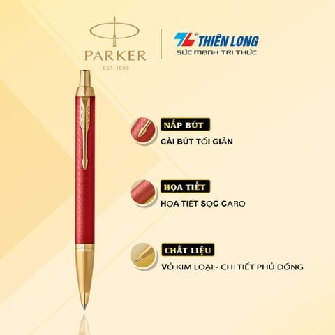 Bút bi cao cấp Parker IM PRM X-Red GT GB-2143644 - Thép không gỉ