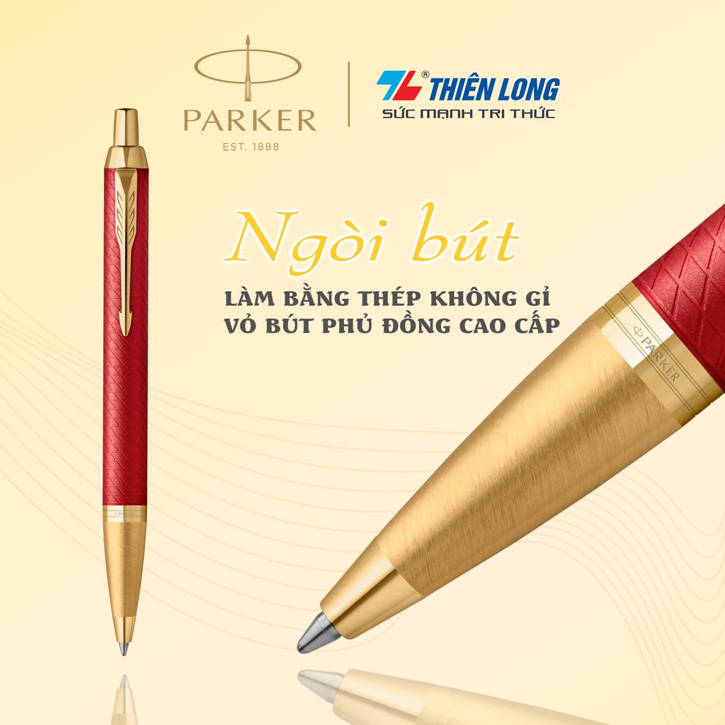 Bút bi cao cấp Parker IM PRM X-Red GT GB-2143644 - Thép không gỉ