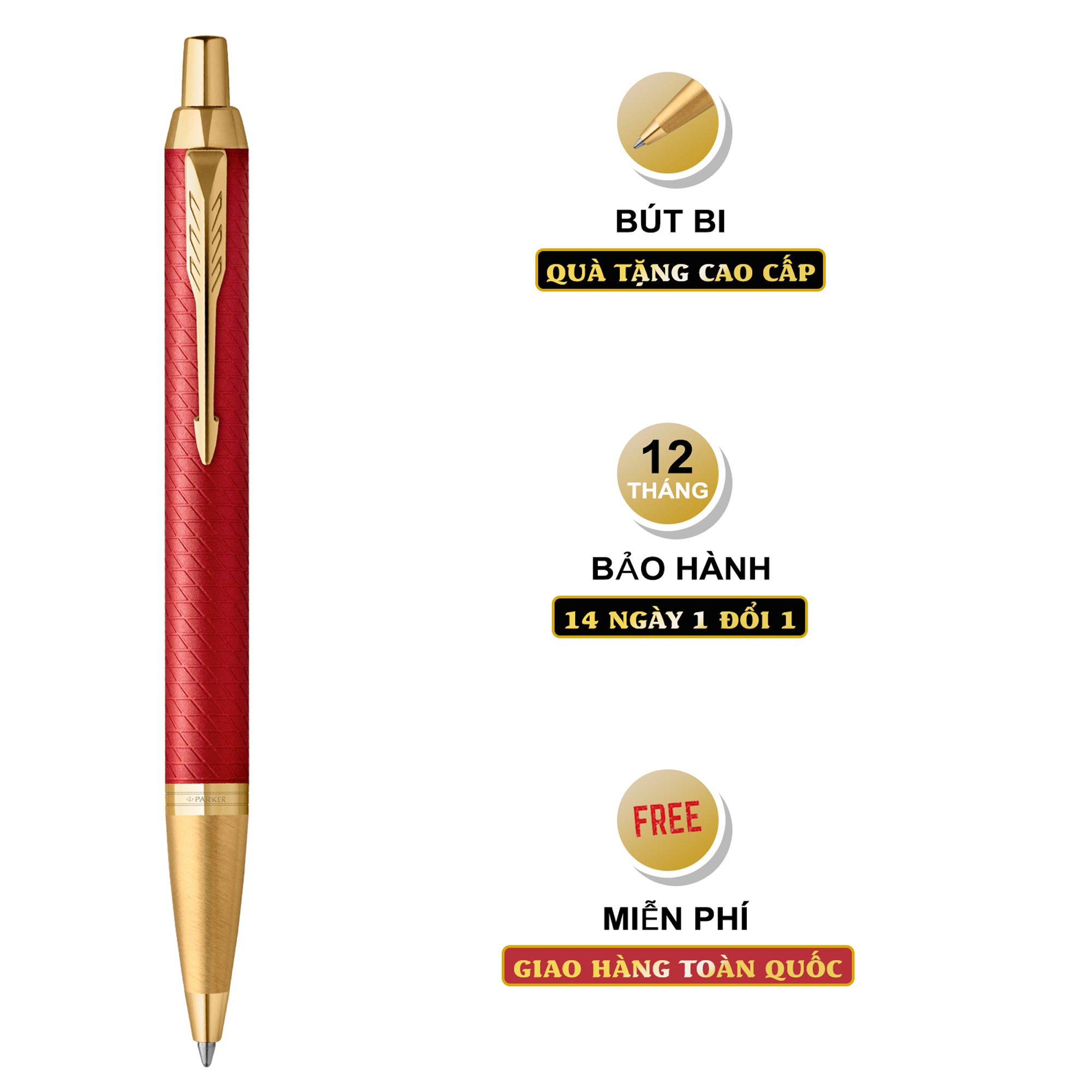 Bút bi cao cấp Parker IM PRM X-Red GT GB-2143644 - Thép không gỉ