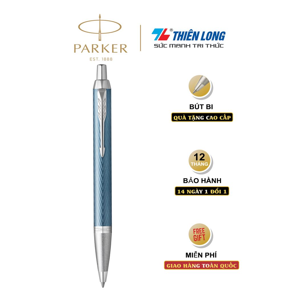 Bút bi cao cấp Parker IM PRM X-Blue Grey CT GB-2143645 - Thép không gỉ