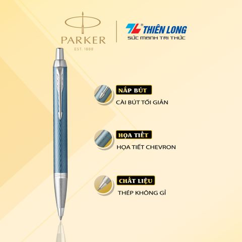 Bút bi cao cấp Parker IM PRM X-Blue Grey CT GB-2143645 - Thép không gỉ